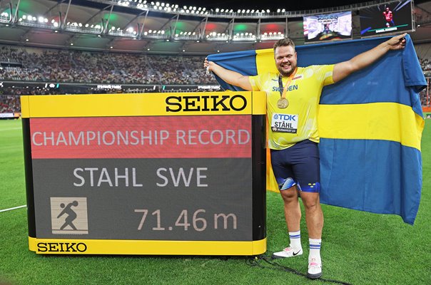 Daniel Stahl Sweden Shot Put Gold and Championship Record World Athletics Budapest 2023