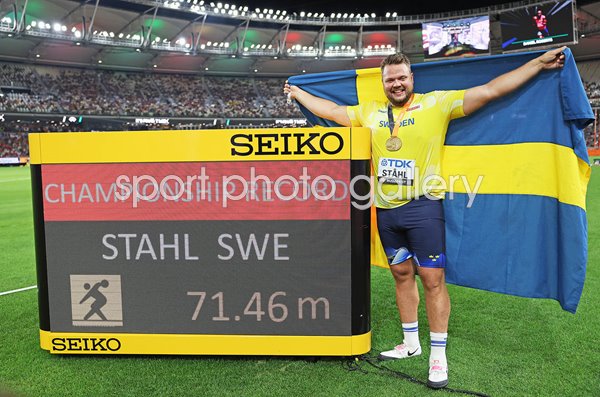 Daniel Stahl Sweden Shot Put Gold and Championship Record World Athletics Budapest 2023