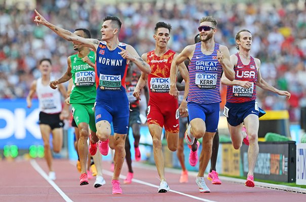 Jakob Ingebrigtsen Norway & Josh Kerr Great Britain 1500m Semi Final World Athletics Budapest 2023