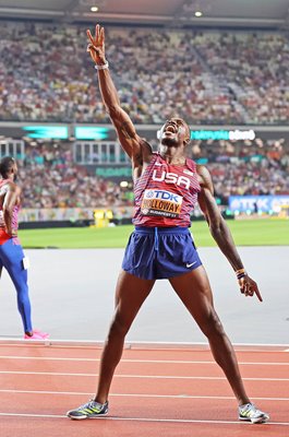 Grant Holloway USA celebrates Third 110m Hurdles World Title Budapest 2023