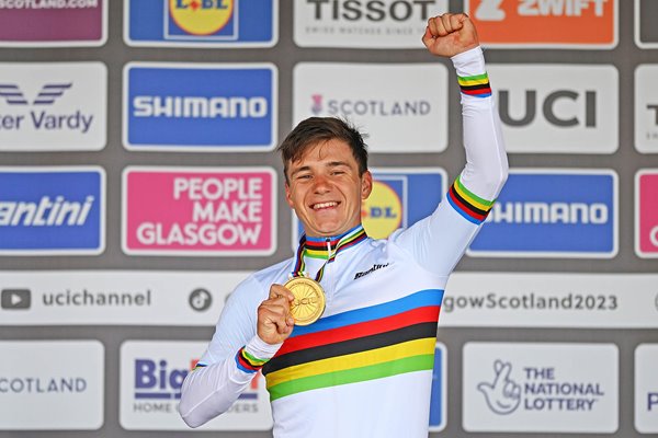 Remco Evenepoel Belgium Time Trial Cycling World Champion Glasgow 2023 