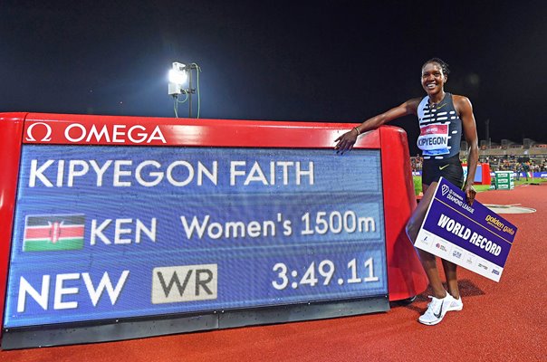 Faith Kipyegon Kenya celebrates 1500m World Record Diamond League Florence 2023
