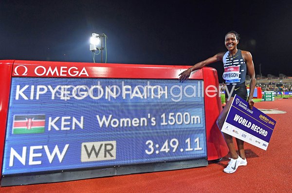 Faith Kipyegon Kenya celebrates 1500m World Record Diamond League Florence 2023