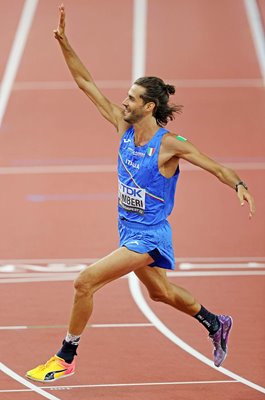 Gianmarco Tamberi Italy celebrates High Jump Gold World Athletics Budapest 2023