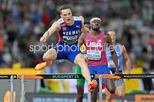 Karsten Warholm Norway wins 400m Hurdles Gold World Athletics Budapest 2023