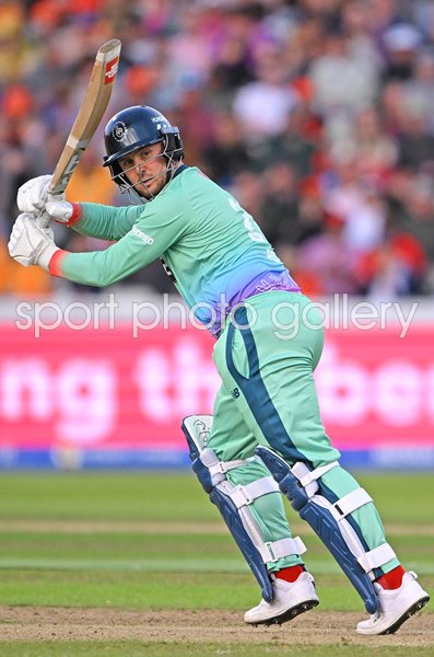 Jason Roy Oval Invincibles bats v Birmingham Phoenix The Hundred 2023
