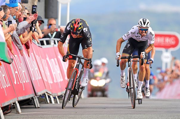 Wout Van Aert Belgium v Julian Alaphilippe Stage 4 Tour of Britain 2021