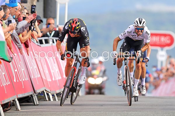 Wout Van Aert Belgium v Julian Alaphilippe Stage 4 Tour of Britain 2021