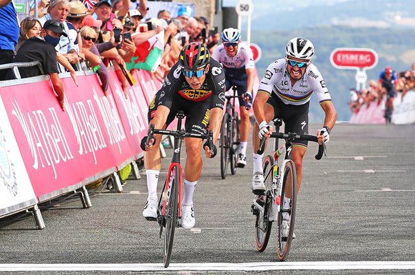 Wout Van Aert Belgium beats Julian Alaphilippe Stage 4 Tour of Britain 2021