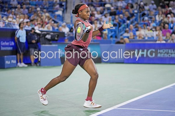 Coco Gauff USA forehand impact Western & Southern Open 2023