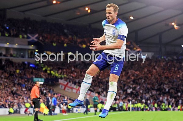 Harry Kane England celebrates v Scotland Heritage Match Glasgow 2023