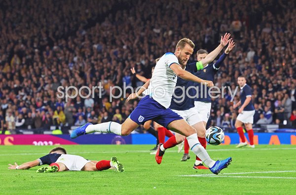 Harry Kane England scores v Scotland Heritage Match Glasgow 2023