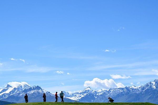Mountain backdrop Crans-sur-Sierre Golf Club Crans-Montana Switzerland 2023 
