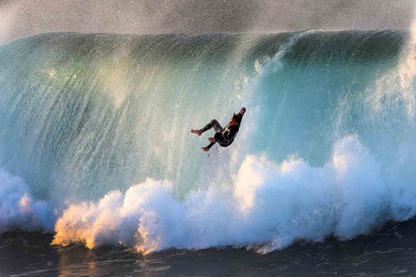 Surfer wipeout Big waves The Wedge Southern California 2023