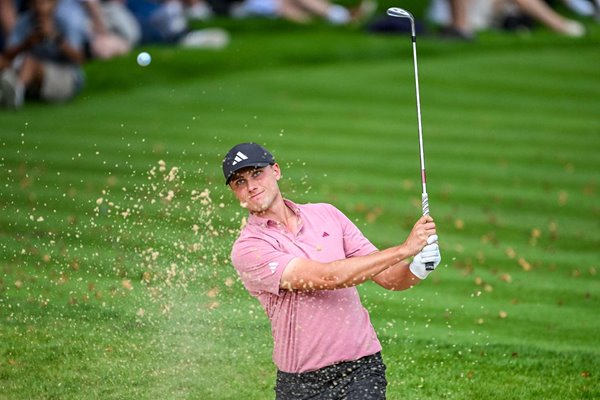 Ludvig Aberg Sweden bunker shot PGA Championship Wentworth 2023