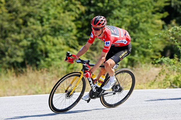 Sepp Kuss USA & Jumbo-Visma Red Jersey Race Leader Stage 15 Vuelta 2023