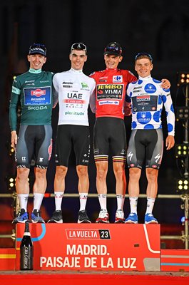 Jersey Winners Kaden Groves, Juan Ayuso, Sepp Kuss & Remco Evenepoel Vuelta 2023 