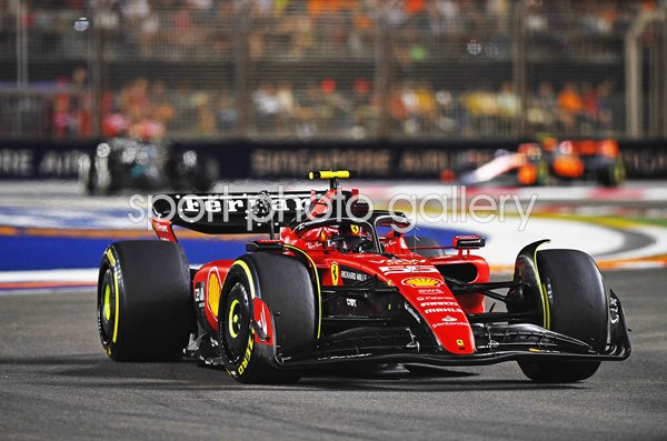 Carlos Sainz Spain driving Ferrari Singapore F1 Grand Prix 2023