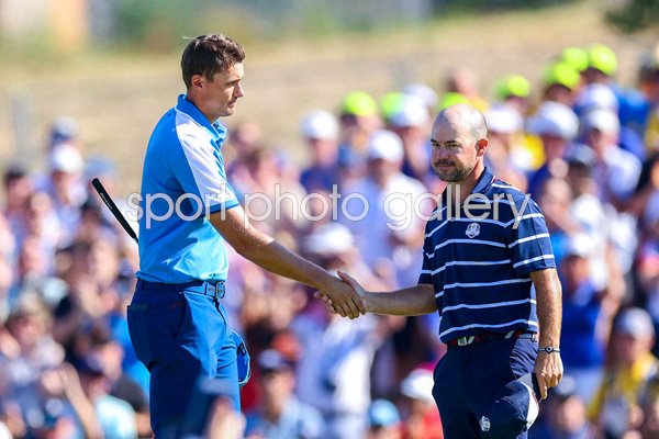 Ludvig Aberg Europe & Brian Harman USA Day 1 Foursomes Ryder Cup 2023