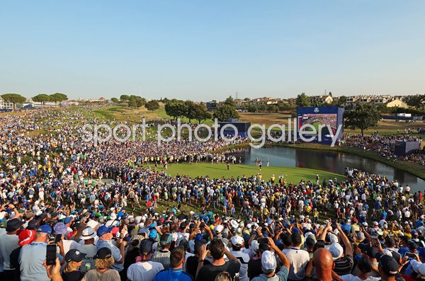 European fans celebrate Ryder Cup win 18th Green Marco Simone Golf Club 2023