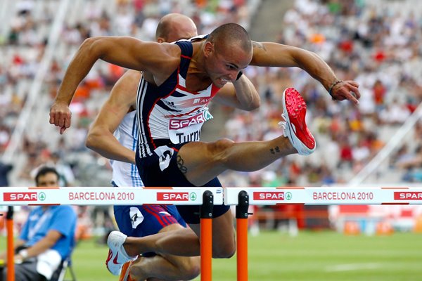 Andy Turner 100m Hurdles action in Barcelona