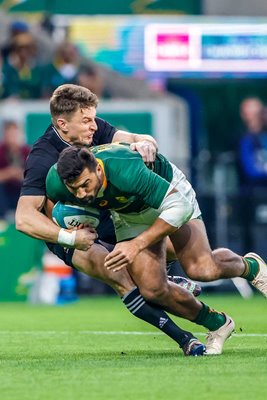 Damien de Allende South Africa v Beauden Barrett New Zealand Rugby Championship 2022