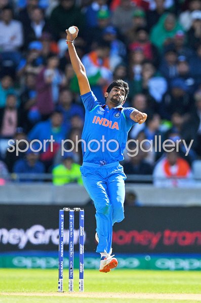 Jasprit Bumrah India bowls v Pakistan Champions Trophy Edgbaston 2017