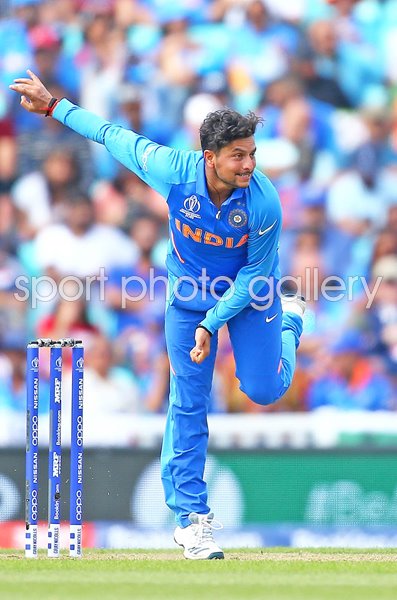 Kuldeep Yadav India bowls v New Zealand Kia Oval London 2019