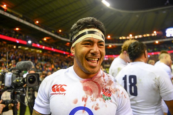 Manu Tuilagi celebrates England v France Twickenham 2013