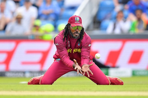 Chris Gayle West Indies catch v Afghanistan World Cup Headingley 2019