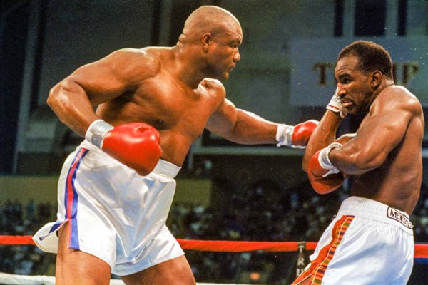 George Foreman punches Evander Holyfield Atlantic City New Jersey 1991