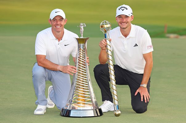 Rory McIlroy & Nicolai Hojgaard Dubai Winners Earth Course 2023