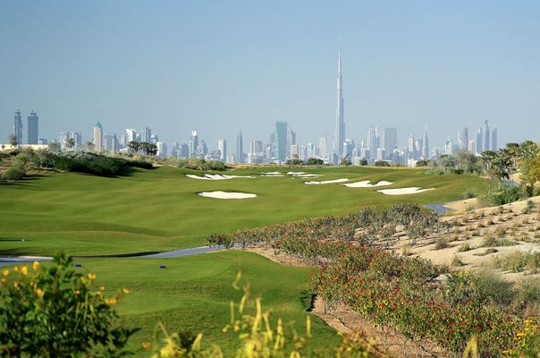 Par 4 5th hole Dubai Hills Golf Club Dubai UAE