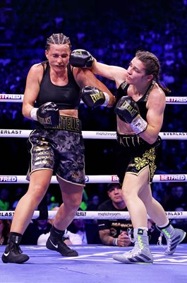 Katie Taylor punches Chantelle Cameron World Super Lightweight Title rematch Dublin 2023 