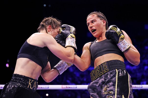Chantelle Cameron lands punch v Katie Taylor Rematch Dublin 2023