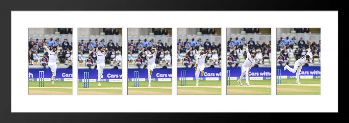 Jasprit Bumrah India Test Bowling action sequence collage