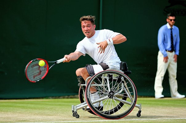 Alfie Hewett Great Britain stretcth forehand Wimbledon Tennis 2016