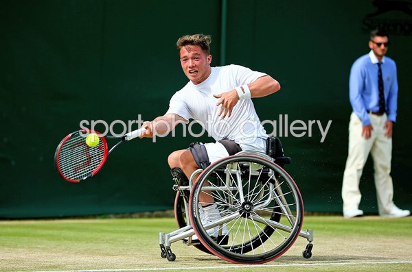 Alfie Hewett Great Britain stretcth forehand Wimbledon Tennis 2016
