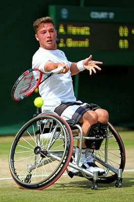 Alfie Hewett Great Britain plays a forehand Wimbledon Tennis 2016