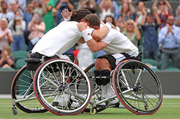 Gordon Reid & Alfie Hewitt Great Britain celebrate Wimbledon 2023