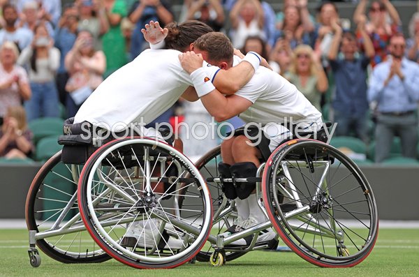 Gordon Reid & Alfie Hewitt Great Britain celebrate Wimbledon 2023