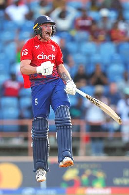 Phil Salt England celebrates victory v West Indies 3rd T20I Grenada 2023