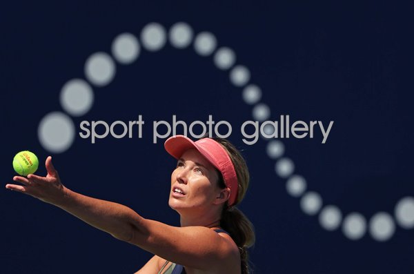 Danielle Collins USA serves v Caroline Garcia France San Diego Open 2023