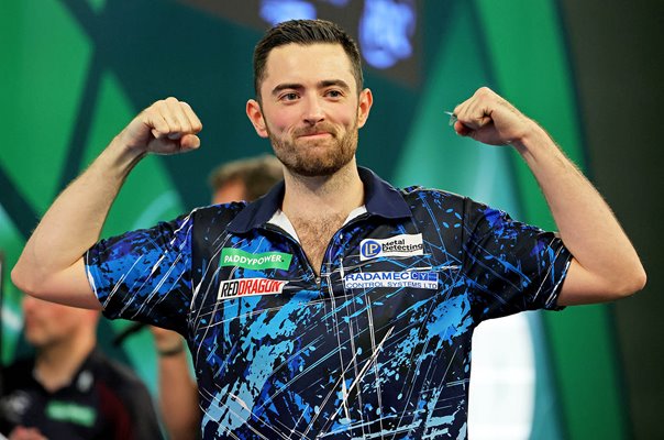 Luke Humphries England celebrates semi final win World Darts 2024