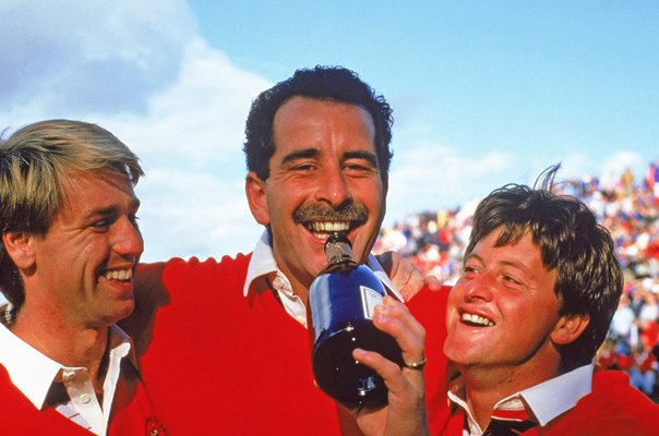 Sam Torrance leads European team celebrates Ryder Cup win The Belfry 1985
