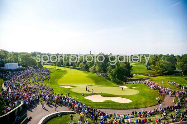 18th hole Muirfield Village Golf Club Dublin Ohio Memorial Tournament 2015