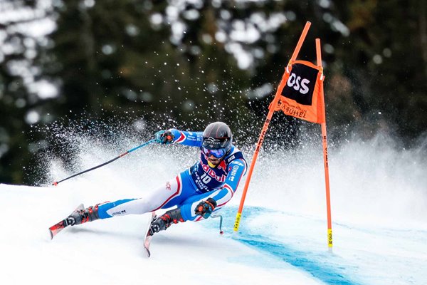 Cyprien Sarrazin France flies Downhill Ski World Cup Kitzbuehel 2024