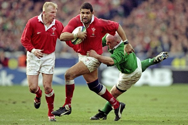 Colin Charvis Wales tackled by Keith Wood Ireland 5 Nations Wembley 1999