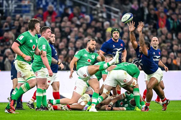 Jamison Gibson-Park Ireland kicks v France Marseille Six Nations 2024