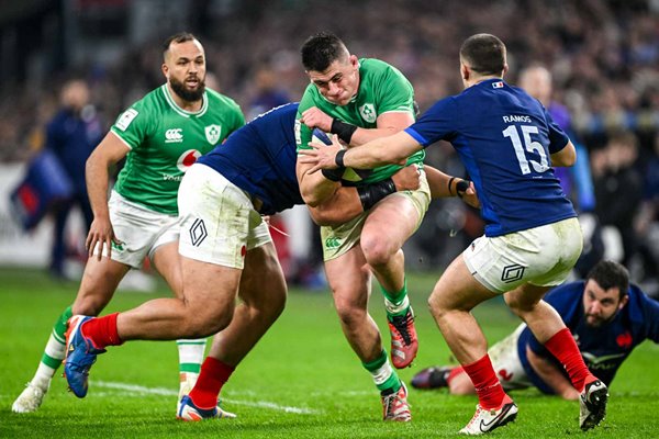 Dan Sheehan Ireland v Posolo Tuilaga & Thomas Ramos France Six Nations 2024